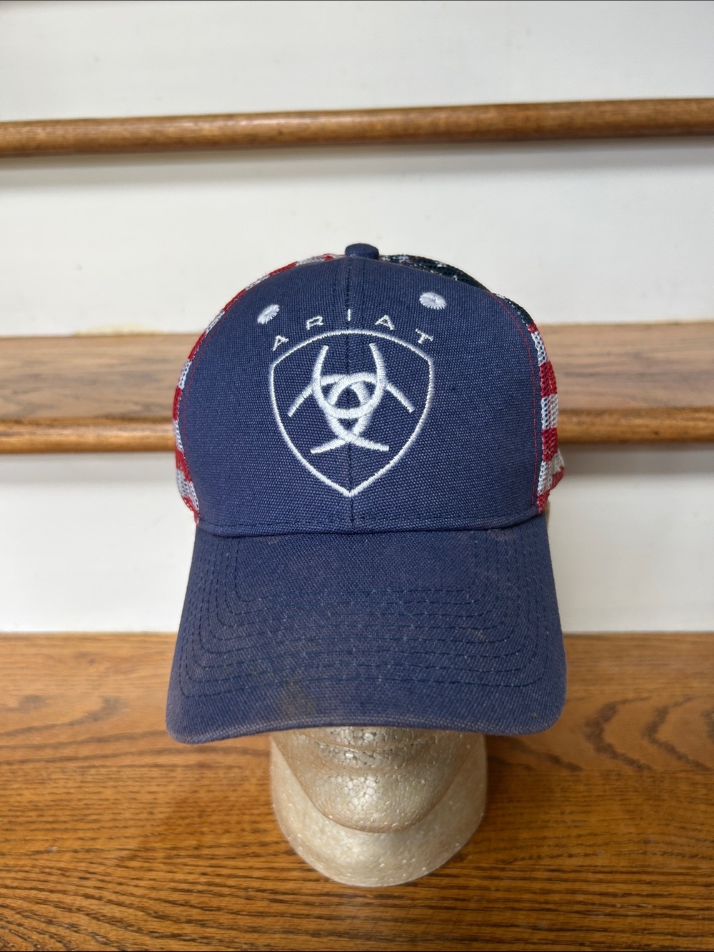 Ariat Navy Hat with Red, White & Blue American Flag Mesh Trucker Hat